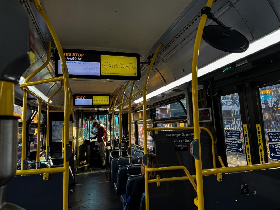 inside of an NYC bus