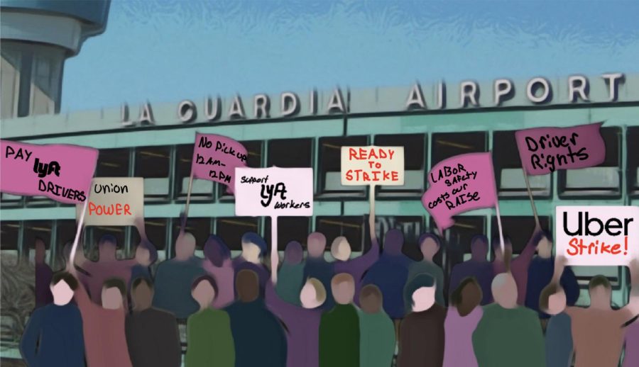 App-based drivers strike at LaGuardia Airport for increased wages