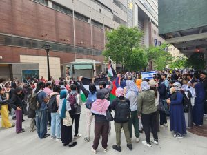 Baruch students demonstrate in plaza, demand change in campus response to Israel-Hamas war