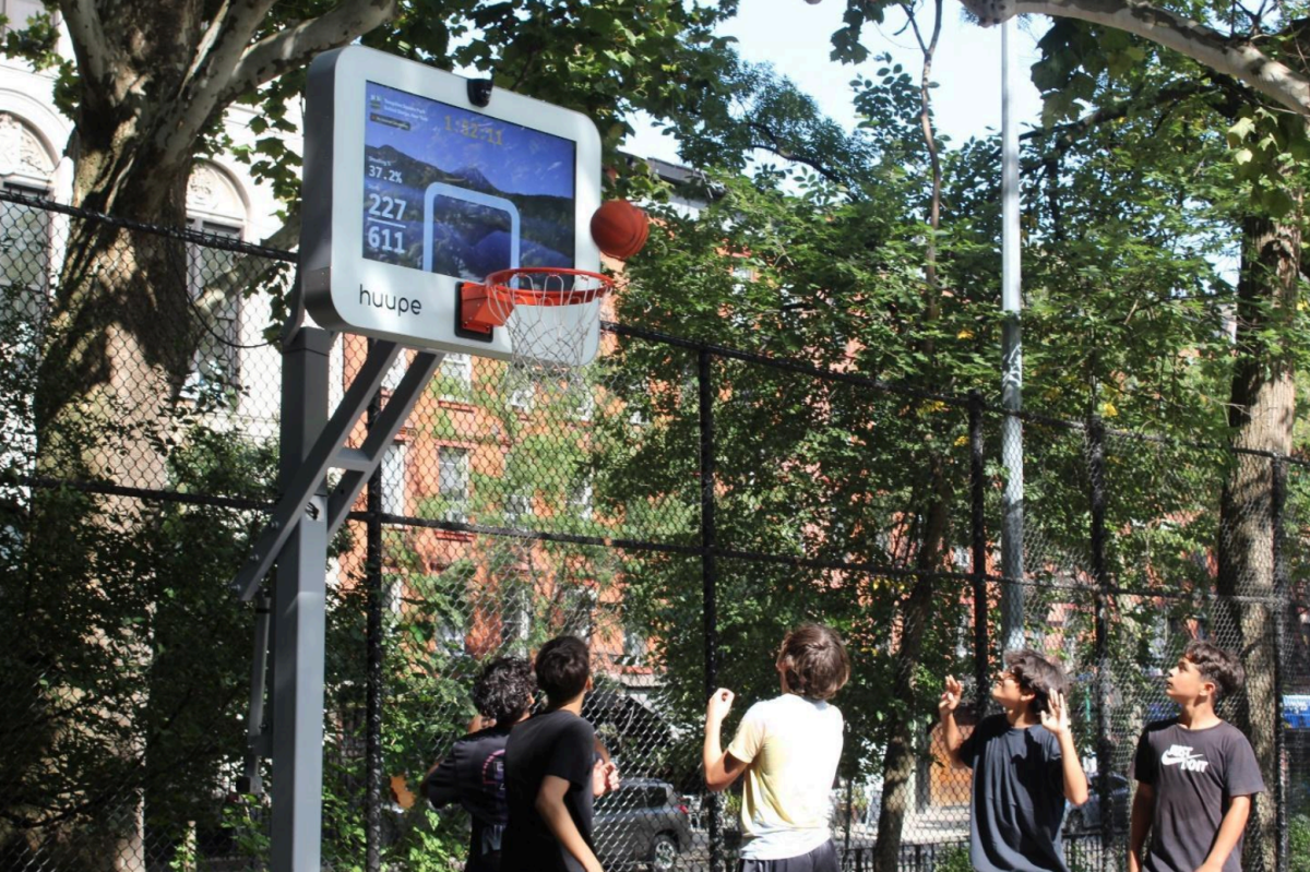 Smart Basketball hoop installed at Tompkins Square Park in East Village