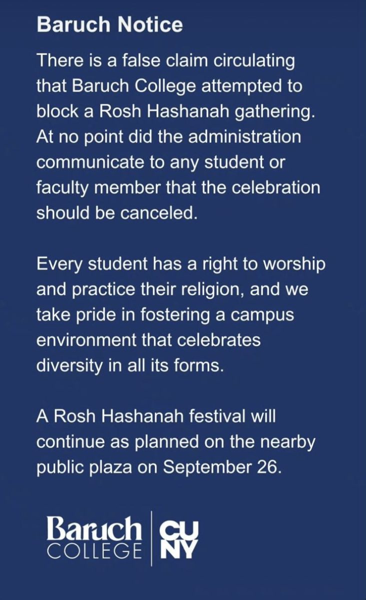 Baruch College shared an official statement on its Instagram story.