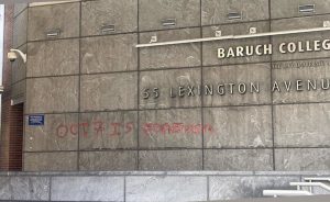 Photo of vandalism shared on Hillel at Baruch's Instagram.