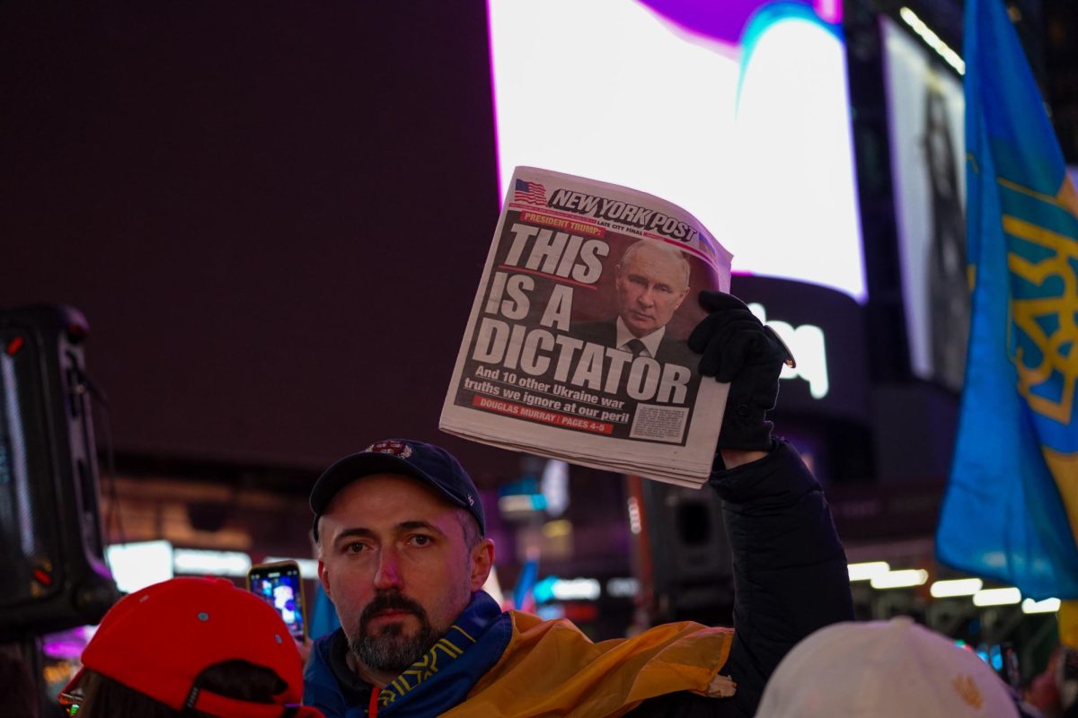 Protesters gathered on the third anniversary of war in Ukraine